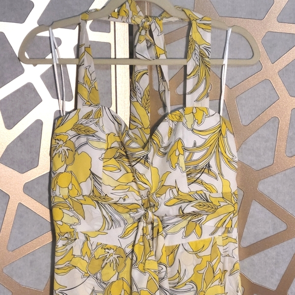 NWOT BAR111 Yellow Floral Print Maxi Halter Dress - Picture 3 of 14